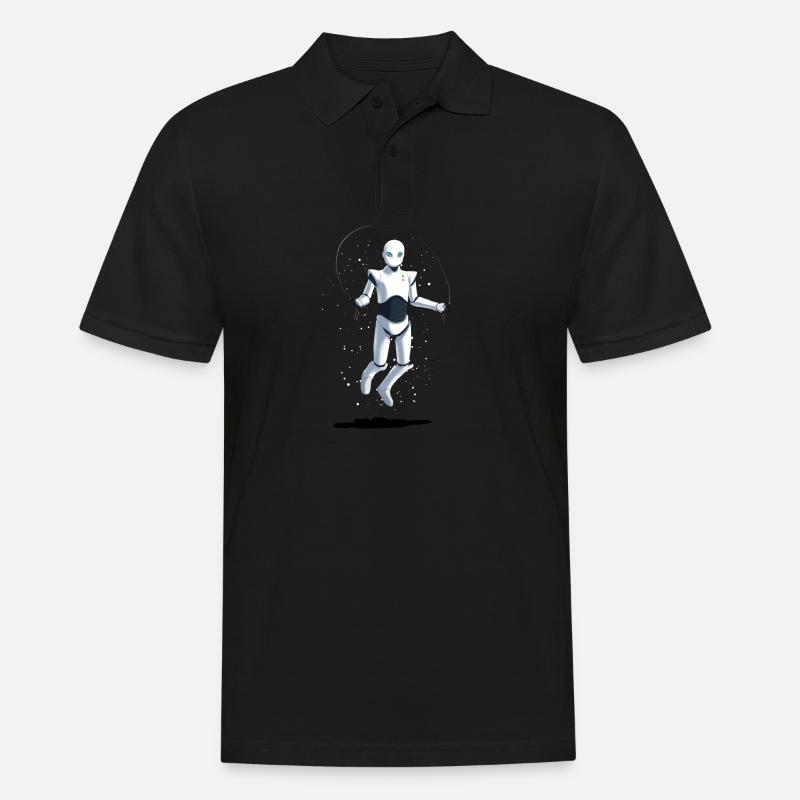 Roboter der Seilspringt - Männer Poloshirt - Schwarz