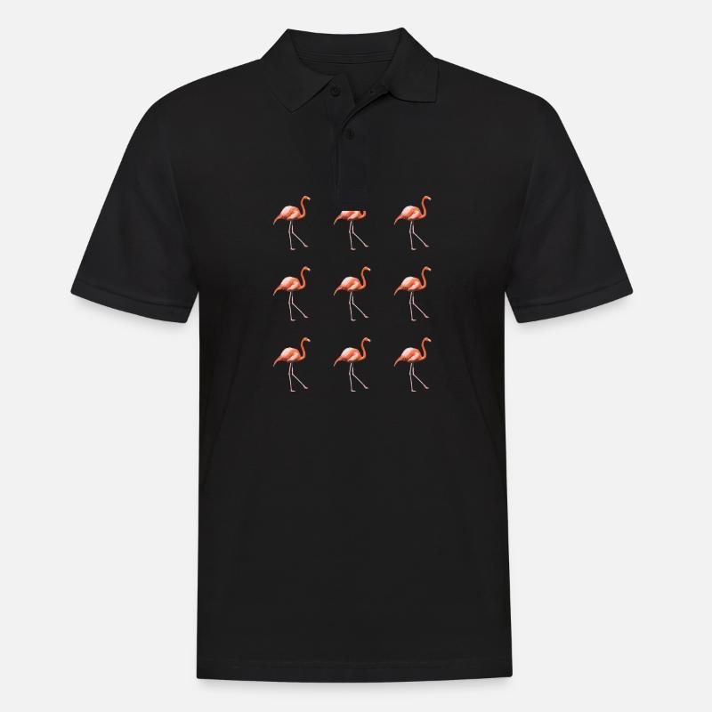 Flamingo Parade - Männer Poloshirt - Schwarz
