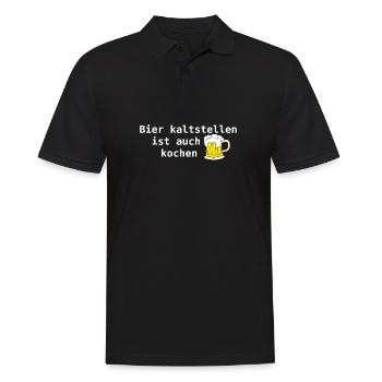 "Cold beer is also cooking" imprint - Men's Polo Shirt - black - Front - Kai (181cm)