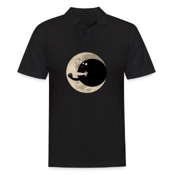 moon kissing cute lune bisous l'univers - Polo Homme - noir - Devant - Kai (181cm)