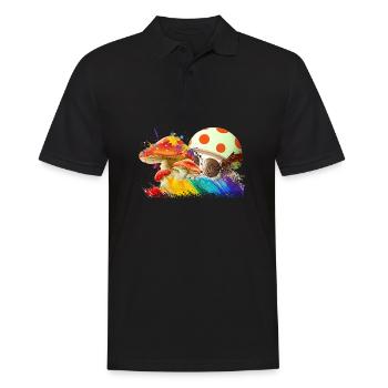 Mushrooms - Männer Poloshirt - Schwarz - Vorne - Kai (181cm)