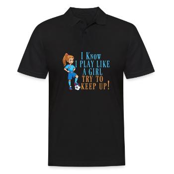 Femmes football soccer manger dormir répéter - Polo Homme - noir - Devant - Kai (181cm)