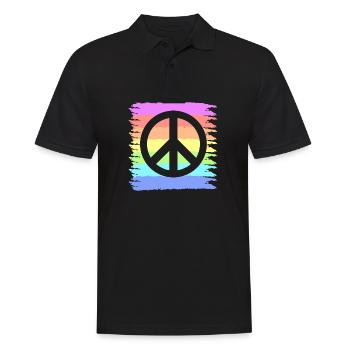 Hippie | Peace Sign Hippies Love Gift Ideas - Men's Polo Shirt - black - Front - Kai (181cm)