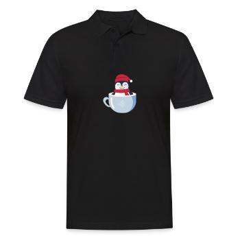 Pinguin in Kakao - Männer Poloshirt - Schwarz - Vorne - Kai (181cm)