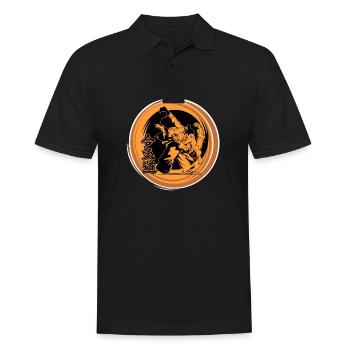 Aikido - Männer Poloshirt - Schwarz - Vorne - Kai (181cm)