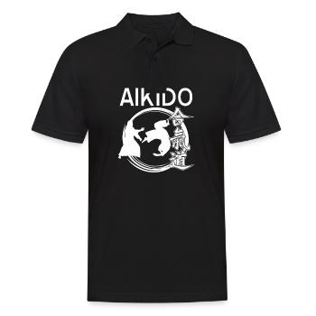 Aikido - Männer Poloshirt - Schwarz - Vorne - Kai (181cm)