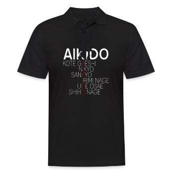 Aikido - Männer Poloshirt - Schwarz - Vorne - Kai (181cm)