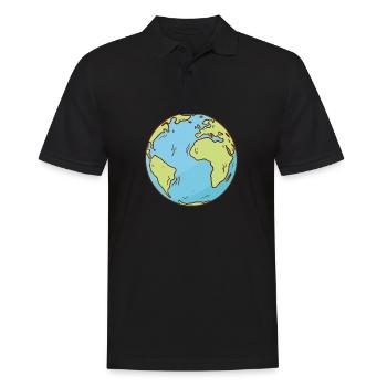 Weltkarte Erde Globus Erdkugel Symbol Kontinente - Männer Poloshirt - Schwarz - Vorne - Kai (181cm)