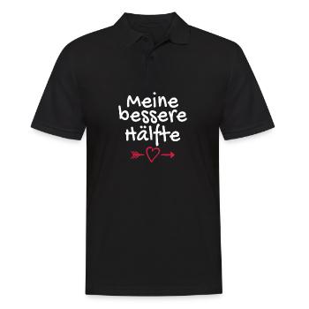 Valentinstag Partnershirt Meine bessere Hälfte - Männer Poloshirt - Schwarz - Vorne - Kai (181cm)
