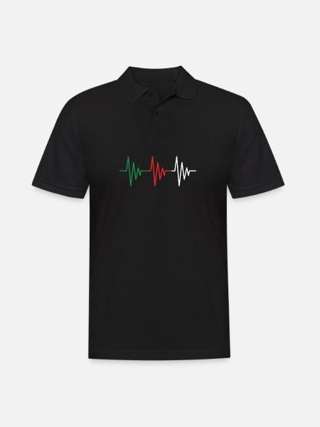 Algérie Battement de coeur ECG drapeau drapeau - Polo Homme - noir