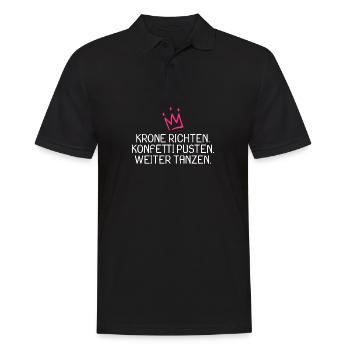 Krone richten Konfetti pusten weiter tanzen witzig - Männer Poloshirt - Schwarz - Vorne - Kai (181cm)