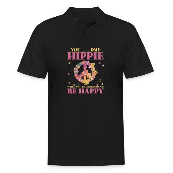 Hippie Peace | Carnival costume hippies gift - Men's Polo Shirt - black - Front - Kai (181cm)