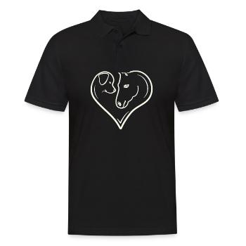 Herz Hund Pferd Liebe - Männer Poloshirt - Schwarz - Vorne - Kai (181cm)