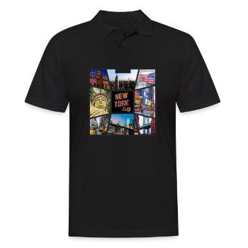 New York City USA America Skyline City Metropolis - Men's Polo Shirt - black - Front - Kai (181cm)