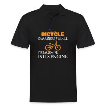 The bicycle is a curious vehicle its passenger is - Männer Poloshirt - Schwarz - Vorne - Kai (181cm)