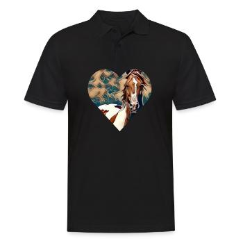 Pferd - Männer Poloshirt - Schwarz - Vorne - Kai (181cm)