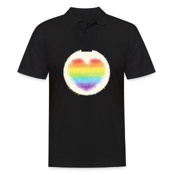 Regenbogen Herz mit Konfetti bunt - Männer Poloshirt - Schwarz - Vorne - Kai (181cm)
