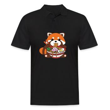 Süße Kawaii rot Panda Essen Ramen Nudeln - Männer Poloshirt - Schwarz - Vorne - Kai (181cm)