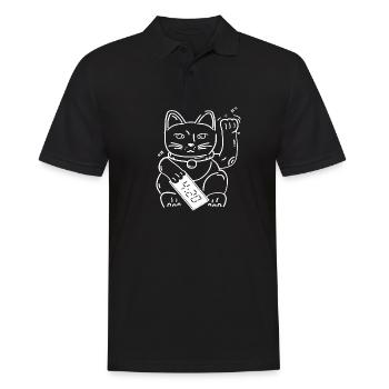 Linie Maneki Neko - Männer Poloshirt - Schwarz - Vorne - Kai (181cm)