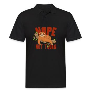 Faultier lustig - Nope nicht heute - Männer Poloshirt - Schwarz - Vorne - Kai (181cm)