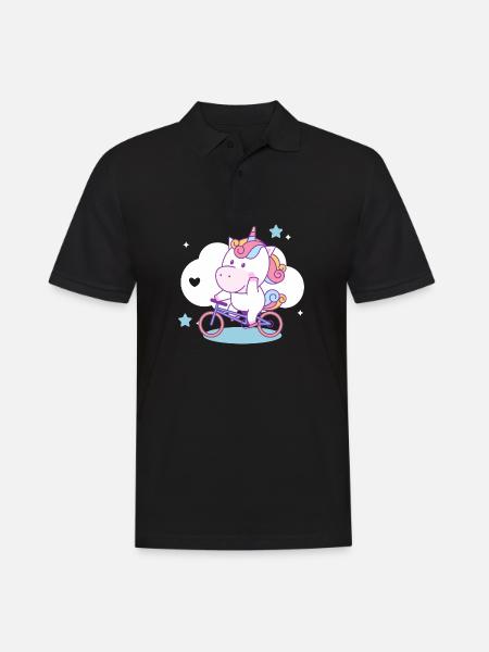 Unicorn Riding Bicycle - Men's Polo Shirt - black