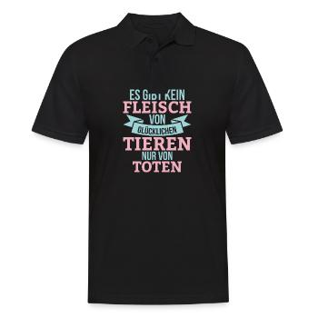 Fleisch tieren toten Geschenk Pflanzen Vegan - Männer Poloshirt - Schwarz - Vorne - Kai (181cm)