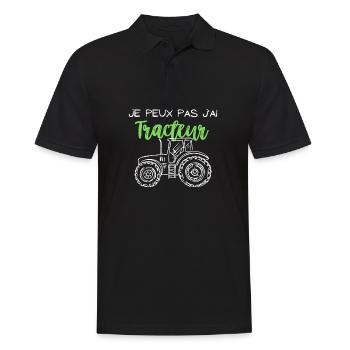 Je peux pas j ai tracteur - Polo Homme - noir - Devant - Kai (181cm)