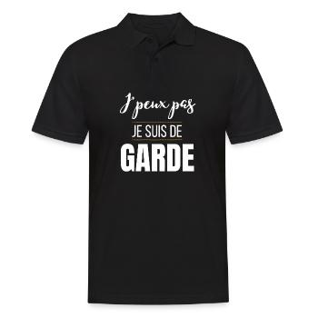 Je peux pas je suis de garde humour - Polo Homme - noir - Devant - Kai (181cm)