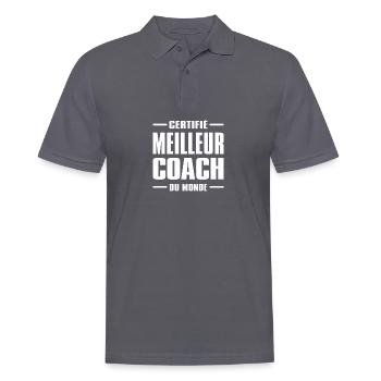 CERTIFIÉ MEILLEUR COACH DU MONDE - Polo Homme - charbon - Devant - Nico (186cm)