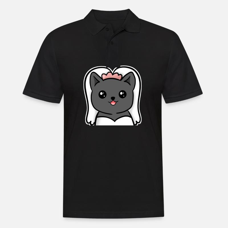 manqiwBride Bride Comic Katze - Männer Poloshirt - Schwarz