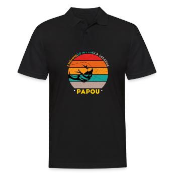 Papou L'homme Le mythe La legende - Polo Homme - noir - Devant - Kai (181cm)