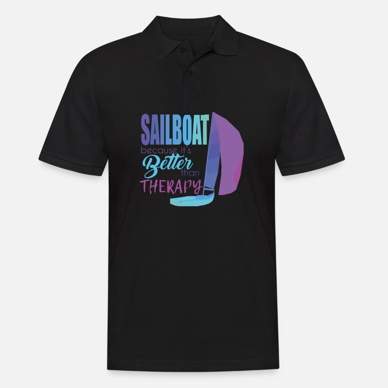 Segelboot - Männer Poloshirt - Schwarz