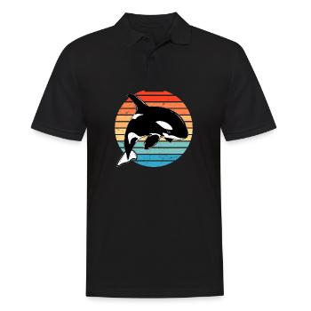 Orca Retro - Männer Poloshirt - Schwarz - Vorne - Kai (181cm)
