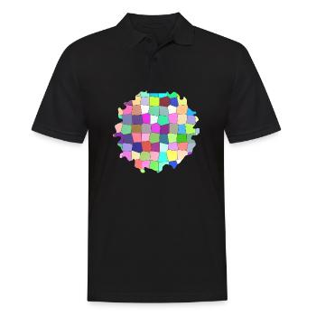 Buntes geometrisches Muster - Männer Poloshirt - Schwarz - Vorne - Kai (181cm)
