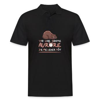 J'AI UNE SAINTE AURORE DE ME LEVER TÔT ! (blanc) - Polo Homme - noir - Devant - Kai (181cm)
