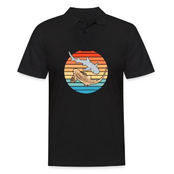 Zebrahai Weißspitzenriffhai - Männer Poloshirt - Schwarz - Vorne - Kai (181cm)