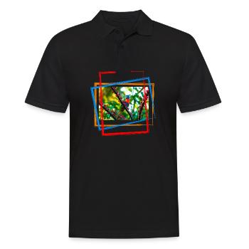 Colorful parrot on a branch with colored accents - Men's Polo Shirt - black - Front - Kai (181cm)