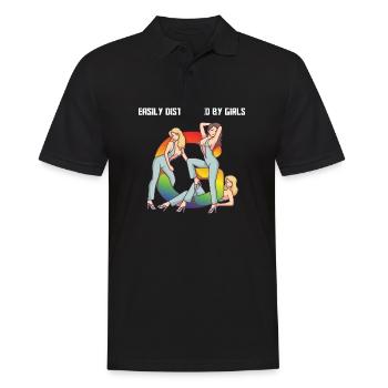 Lesben Motiv mit Spruch lesbisch CSD Regenbogen - Männer Poloshirt - Schwarz - Vorne - Kai (181cm)