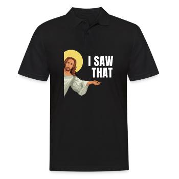 I Saw That Jésus mème Dieu voit tout l’humour - Polo Homme - noir - Devant - Kai (181cm)