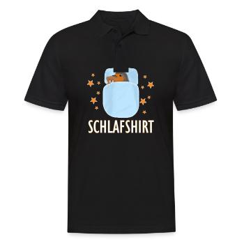 Rotkehlchen kuschelt mit Teddy Schlafshirt Vogel - Männer Poloshirt - Schwarz - Vorne - Kai (181cm)