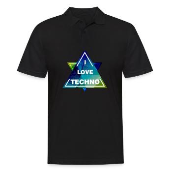 I LOVE TECHNO Shirt - Männer Poloshirt - Schwarz - Vorne - Kai (181cm)