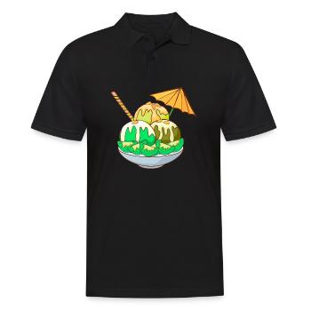 Eis Speiseeis Eiskrem Eiscreme Kugeleis Eisbecher - Männer Poloshirt - Schwarz - Vorne - Kai (181cm)