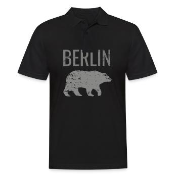 Berlin mit dem Bären Bär wie Berlin Spruch - Männer Poloshirt - Schwarz - Vorne - Kai (181cm)