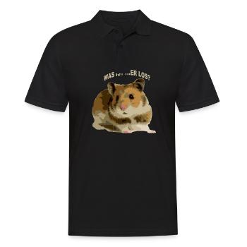 hamster was ist hier los - Männer Poloshirt - Schwarz - Vorne - Kai (181cm)
