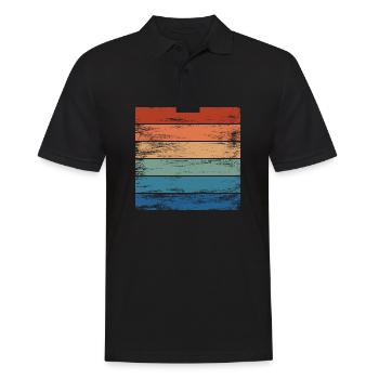Retro Regenbogen Distressed Hintergrund Motiv - Männer Poloshirt - Schwarz - Vorne - Kai (181cm)