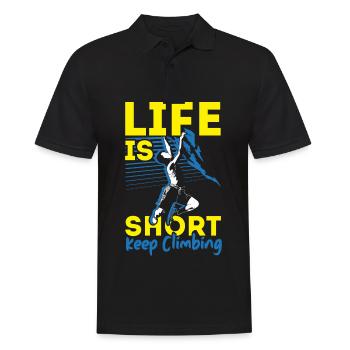 Life is short Climb further Boulderer B - Men's Polo Shirt - black - Front - Kai (181cm)