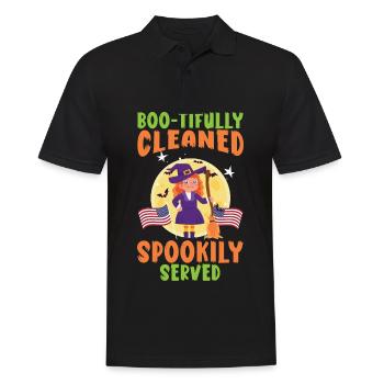 Boo-tifully Cleaned Spookily Served Halloween - Men's Polo Shirt - black - Front - Kai (181cm)