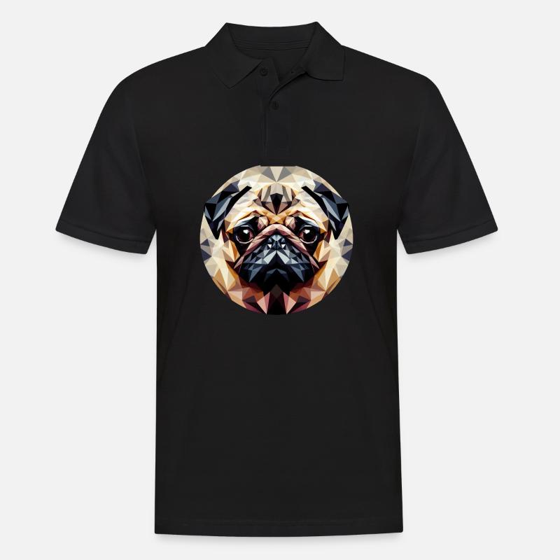 Polygoner Mops Hund Rund - Männer Poloshirt - Schwarz