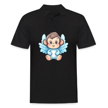 Singe Chimpanzé Ailes d’ange mignon kawaii - Polo Homme - noir - Devant - Kai (181cm)