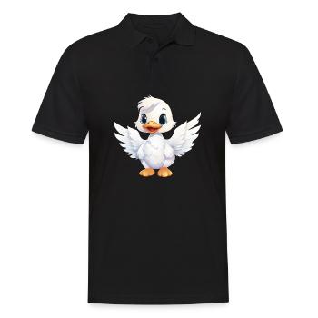 Ente Weiß Engel Flügel Süß Comic - Männer Poloshirt - Schwarz - Vorne - Kai (181cm)